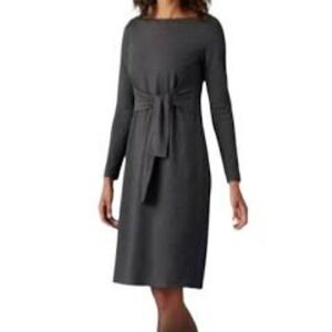 J Jill Wearever Collection Career Charcoal Tie Front Knee Length Dress Medium